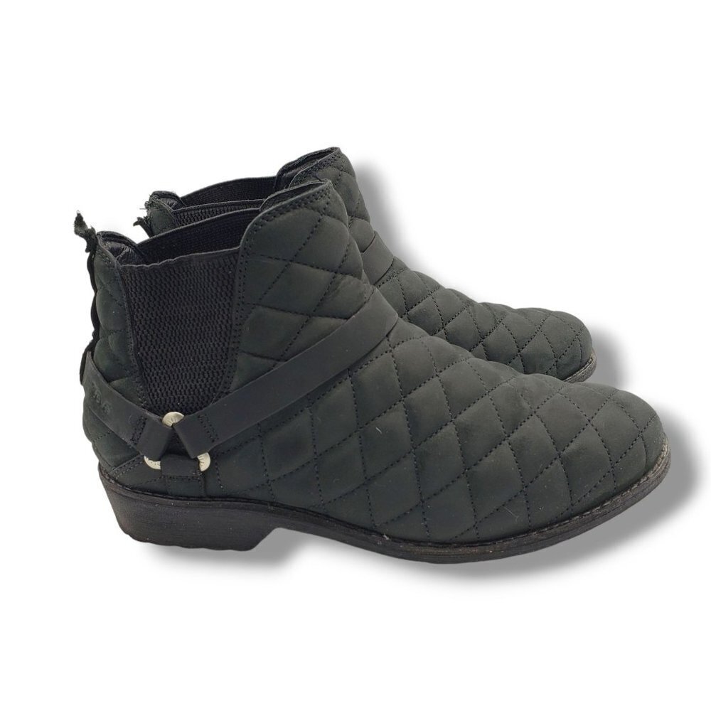 Teva De La Vina Dos Chelsea Quilted Ankle Bootie Womens‎ 8.5 Black Leather